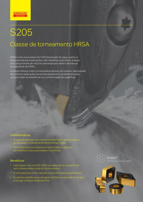 Capa: Classe S205 — torneamento de HRSA
