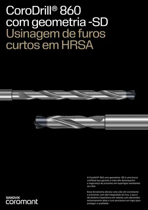 Capa: CoroDrill 860 -SD — furação de superligas (HRSA)