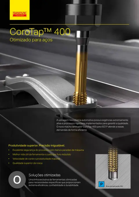 Capa: CoroTap 400 — macho laminador para aços