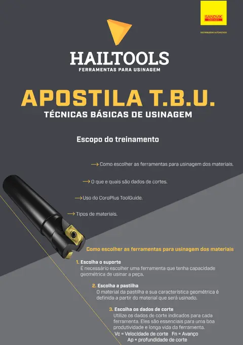 Capa: T.B.U. — Técnicas Básicas de Usinagem (folder do treinamento)