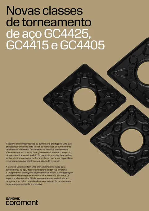 Capa: Classes GC4425, GC4415 e GC4405 — torneamento de aço